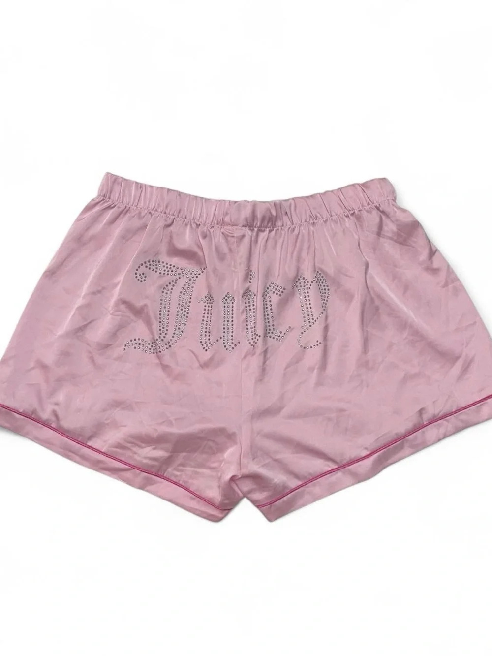 Y2K Juicy Couture Pink Satin Rhinestone Sleep Shorts S